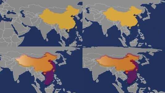 我国领空领海空域周边国家示意图高清在线视频素材下载