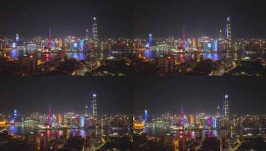 【正版4K素材】航拍上海夜景左移高清在线视频素材下载