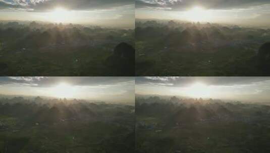 广西桂林喀斯特地貌日落唯美时刻高清在线视频素材下载