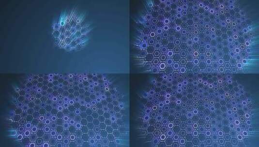 抽象的蓝色未来主义六边形表面图案高清在线视频素材下载