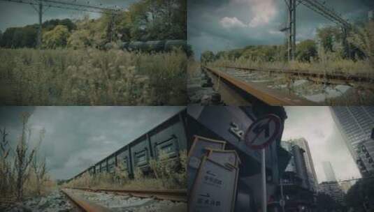 废弃火车铁轨 最后的生还者场景高清在线视频素材下载