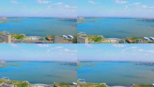 上海临港区滴水湖4K航拍高清在线视频素材下载