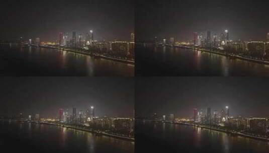 南昌大厦夜景航拍城市建筑夜晚风光高清在线视频素材下载