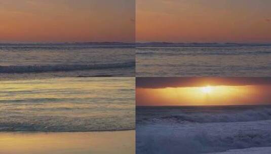 海浪海滩沙滩海边日落高清在线视频素材下载