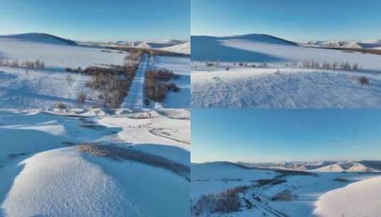 大兴安岭丘陵山区冬天雪景风光合集高清在线视频素材下载