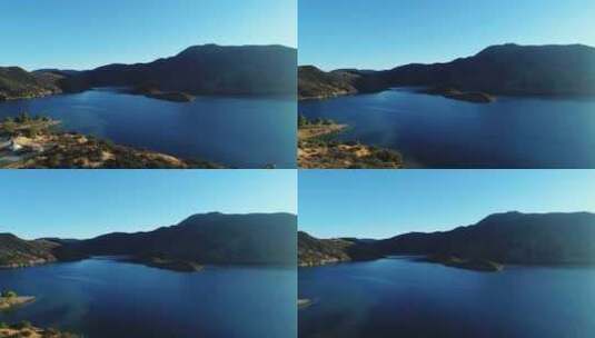 航拍蓝色湖泊高清在线视频素材下载