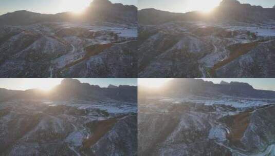 航拍农村雪景高清在线视频素材下载