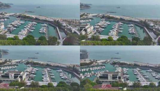 航拍深圳大梅沙游艇高清在线视频素材下载