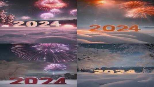 【竖屏】2024龙年新年跨年烟花焰火片头片尾高清在线视频素材下载