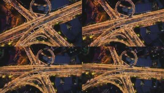广州中山一立交桥夜景车流高清在线视频素材下载
