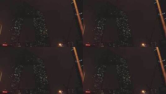 北京国贸夜景车窗视角高清在线视频素材下载