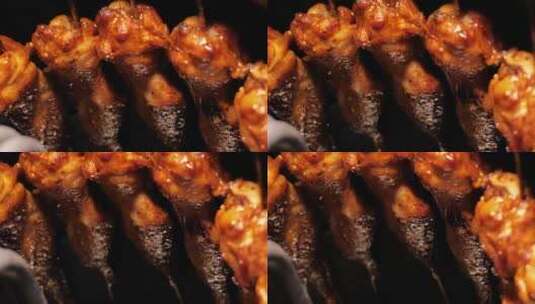 美味小吃烤鸡翅高清在线视频素材下载