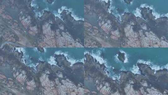 俯拍海岸礁石高清在线视频素材下载