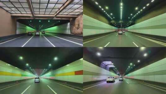 汽车在隧道穿梭开车第一视角飙车城市马路公高清在线视频素材下载