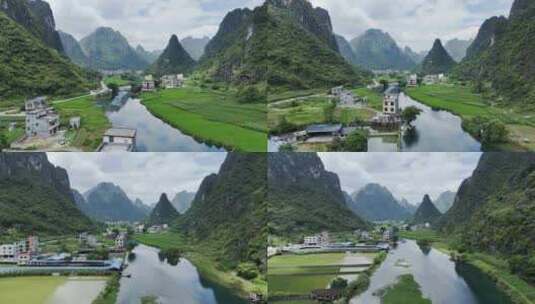 广西山水河流青山绿水农村高清在线视频素材下载