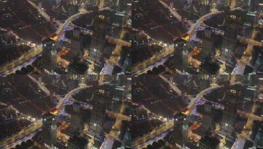 上海黄浦区延安东路夜景航拍延时城市高楼大高清在线视频素材下载