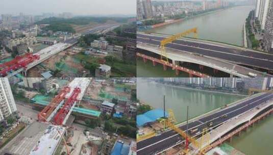 简阳沱二桥修建高清在线视频素材下载