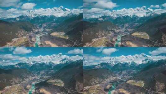 西藏林芝南迦巴瓦峰航拍大气延时风景高清在线视频素材下载