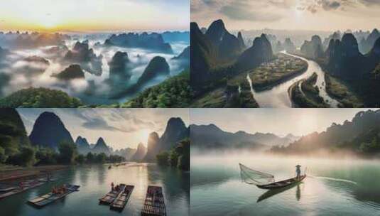 广西桂林山水风光4K高清在线视频素材下载
