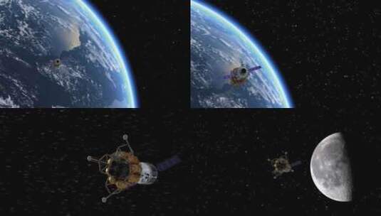 探索车从地球飞向月球【4K】高清在线视频素材下载
