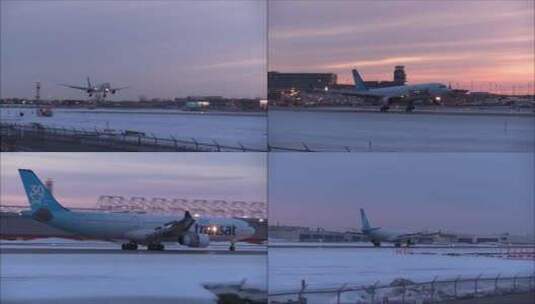 特写雪天的飞机高清在线视频素材下载