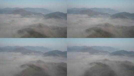 南方丘陵山川清晨迷雾日出云海航拍高清在线视频素材下载