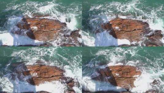 海浪拍打礁石慢动作高清在线视频素材下载