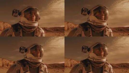 宇航员，人，火星，头盔高清在线视频素材下载