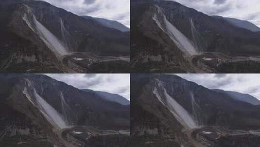 西藏丙察察公路怒江大峡谷大流沙航拍风光高清在线视频素材下载