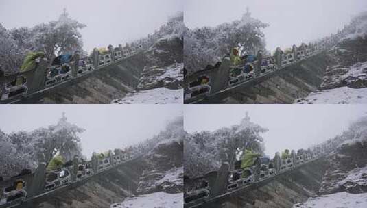 湖北武当山景区冬天大雪雾凇古建筑旅游高清在线视频素材下载