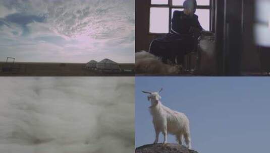 大草原羊群戈壁羊毛手艺人蒙古包高清在线视频素材下载