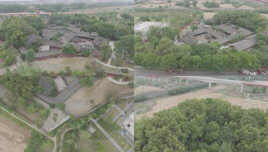 成都金华寺古建筑鸟瞰航拍-DJI D-LOG-M灰片高清在线视频素材下载