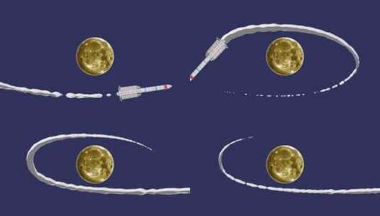 中国火箭绕月卡通MG动画4KAE工程高清AE视频素材下载