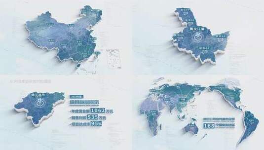 简洁地图数据展示_黑龙江省高清AE视频素材下载