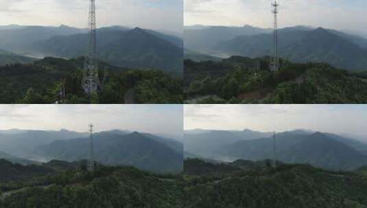 航拍大山中5G信号塔高清在线视频素材下载