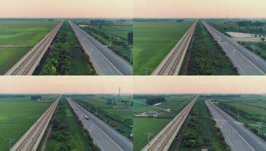 航拍中国高铁高速公路高清在线视频素材下载