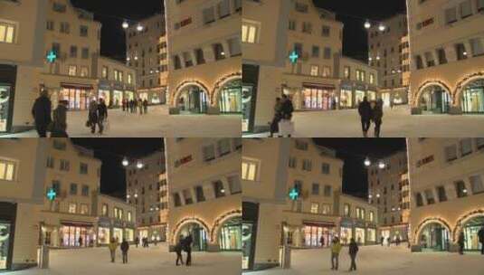 冬天现代街道上行走的行人高清在线视频素材下载