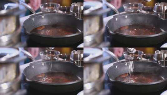 调味烹调红烧酱汁高清在线视频素材下载