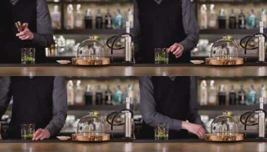 酒吧服务员在制作鸡尾酒 高清在线视频素材下载