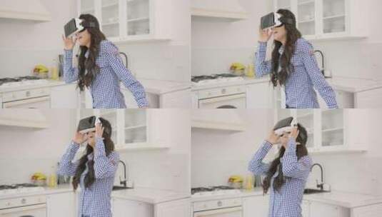 沉浸在VR眼镜世界里女人高清在线视频素材下载