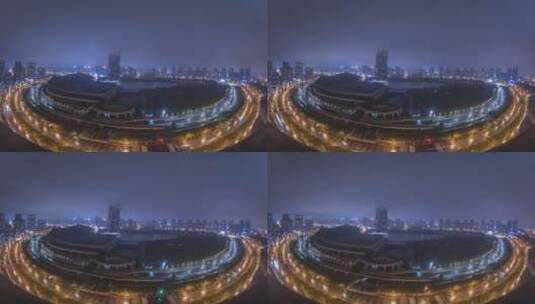 郑州郑东新区商务内环夜景雨高清在线视频素材下载