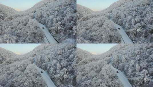 航拍湖北神农架风景区冬季雪山冰雪风光雪景高清在线视频素材下载