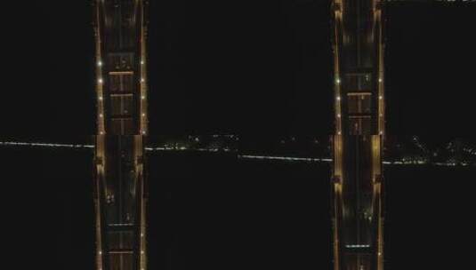 上海卢浦大桥夜景4K航拍原素材高清在线视频素材下载