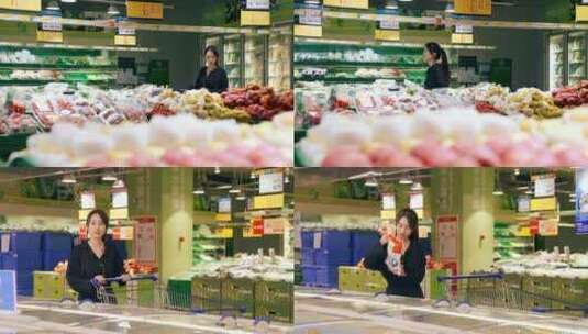 4K都市情侣超市购物买菜逛商场居家高清在线视频素材下载