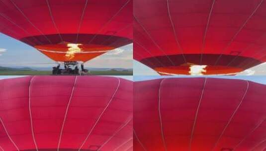 草地热气球飞行4K实拍视频高清在线视频素材下载