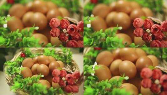 【镜头合集】菜篮子竹筐里的鸡蛋  (2)高清在线视频素材下载