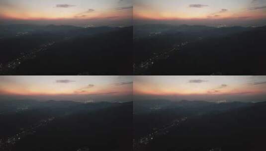 航拍夕阳群山夜景高清在线视频素材下载