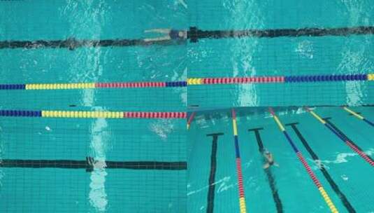 垂直发射游泳的人游泳馆里的环境高清在线视频素材下载