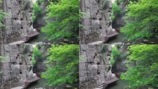 洛阳龙潭大峡谷旅游生态森林河流航拍景点高清在线视频素材下载