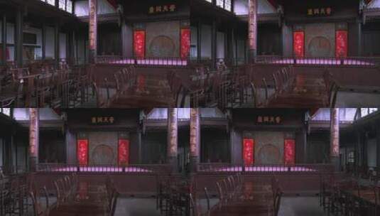 苏州博物馆古戏台中式建筑室内传统装饰全景高清在线视频素材下载